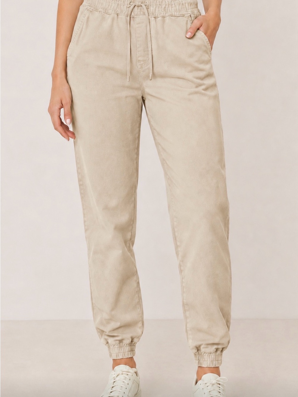 Zara Beige Drawstring Joggers